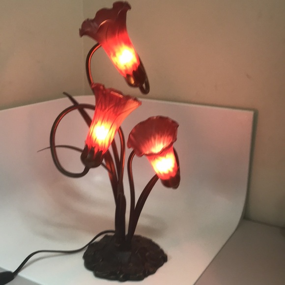 Crimson Tulip Glass Globe Bronze Dragonfly Tiffany Style Lamp New (TL4352c) LLF - Picture 3 of 6